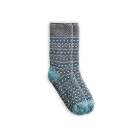 Popcorn Fairisle Tweed Cozy Lined Lounge Crew Sock